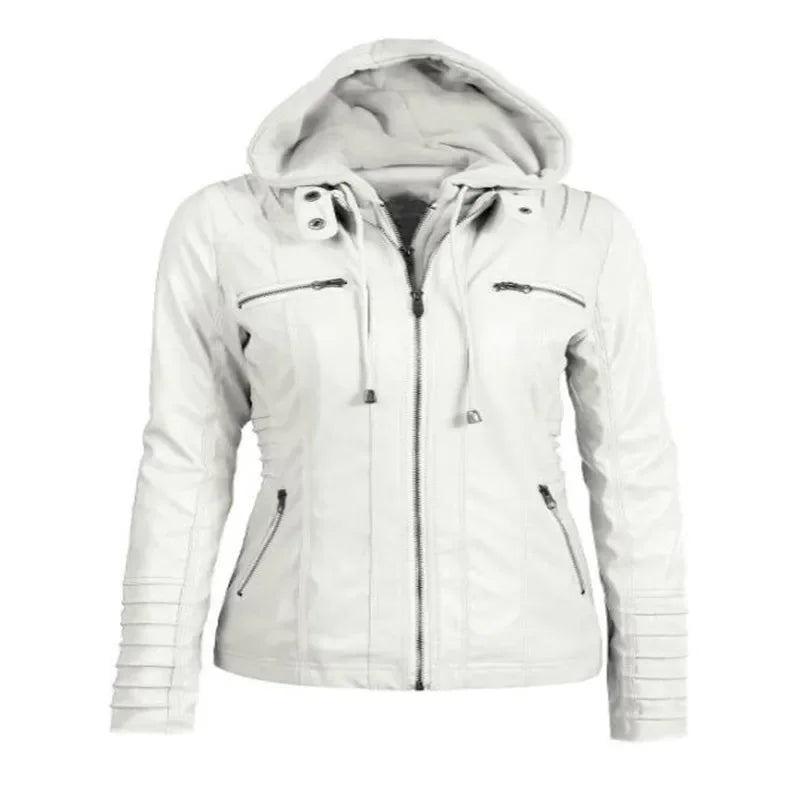 Palmina | Faux Leather Jacket with Hood