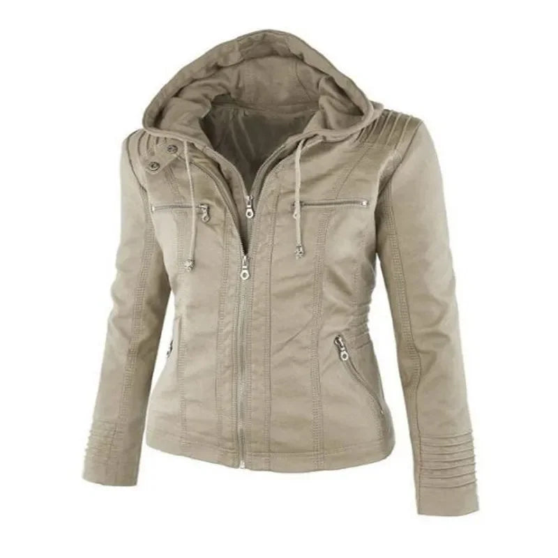 Palmina | Faux Leather Jacket with Hood