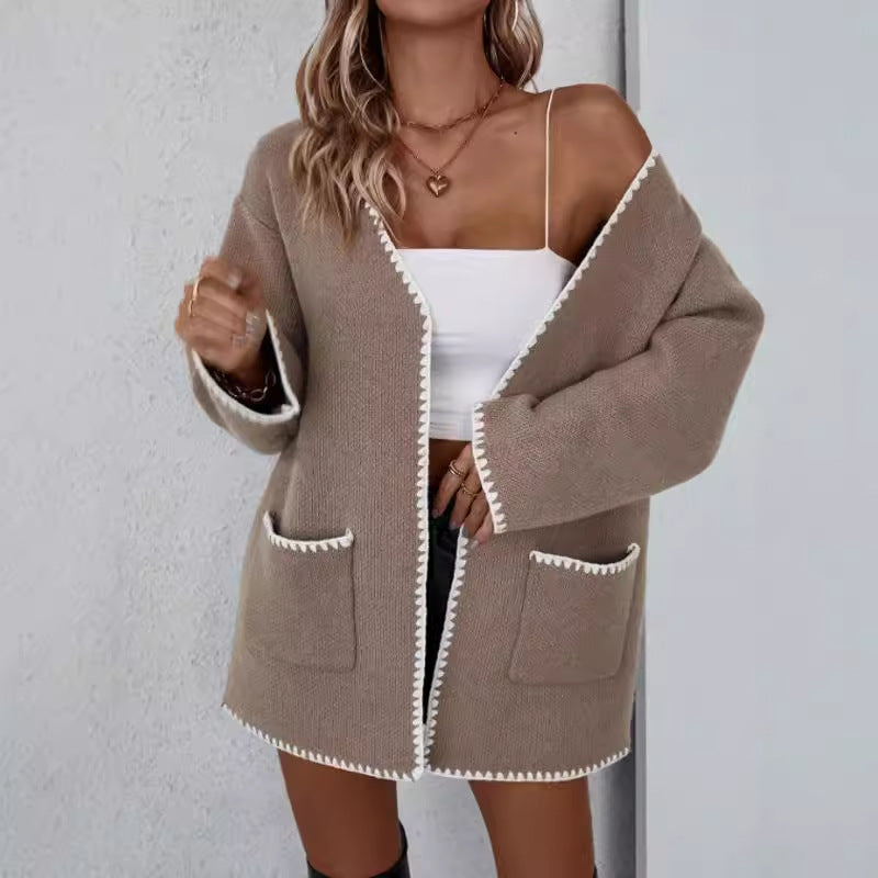 Susanna | Long-sleeved open cardigan with knitted pockets