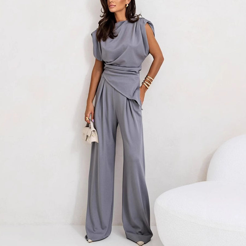 Rosalinda | Two-Piece Set with Refined Knit Top & Wide-Leg Pants