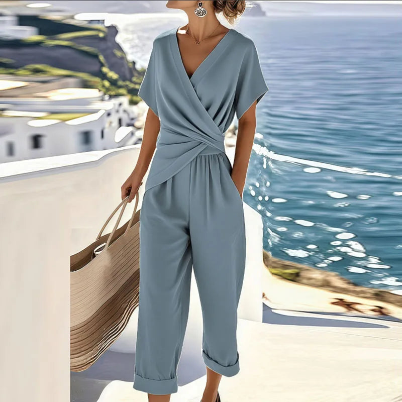 Zelda | Two-Piece Two Pieces Elegant Set with Top with Long Sleeves & Trousers with Wide-Leg