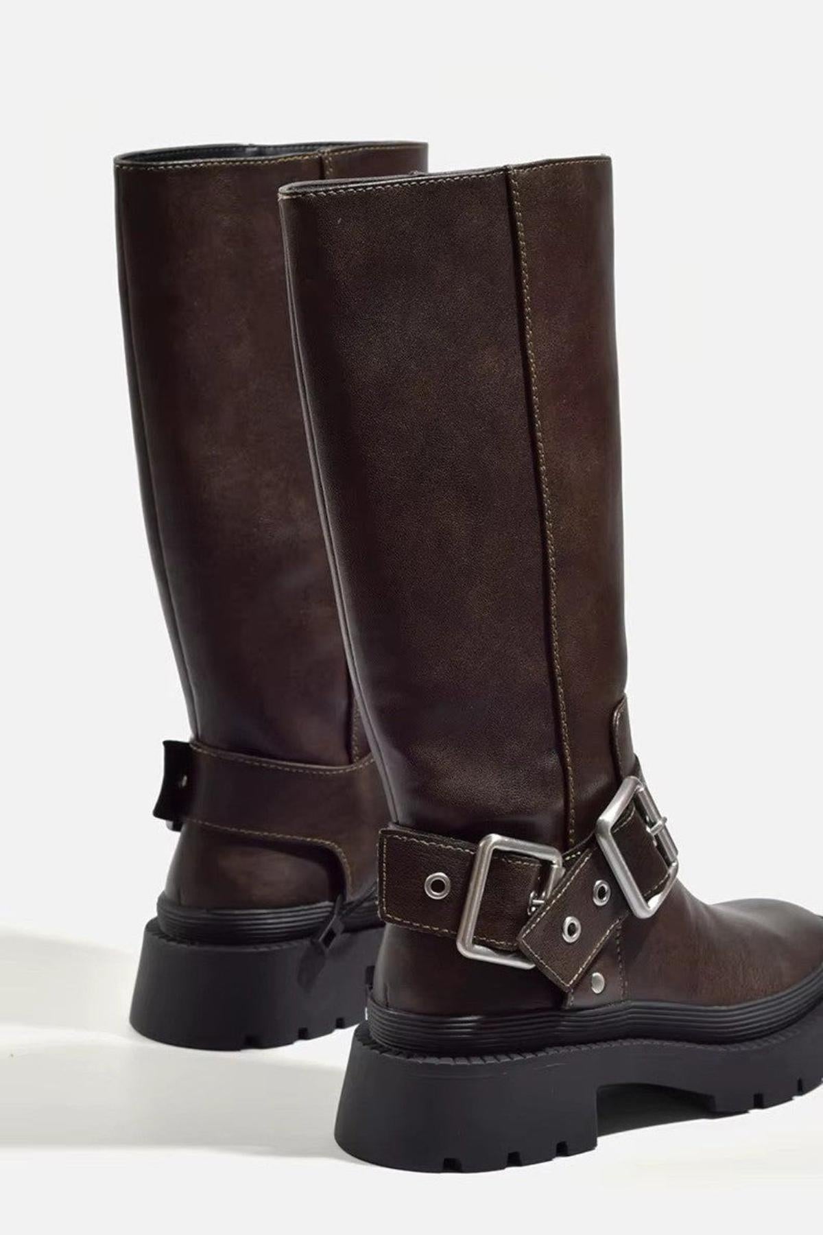 Greta | High Boots with Buckles and Chunky Sole