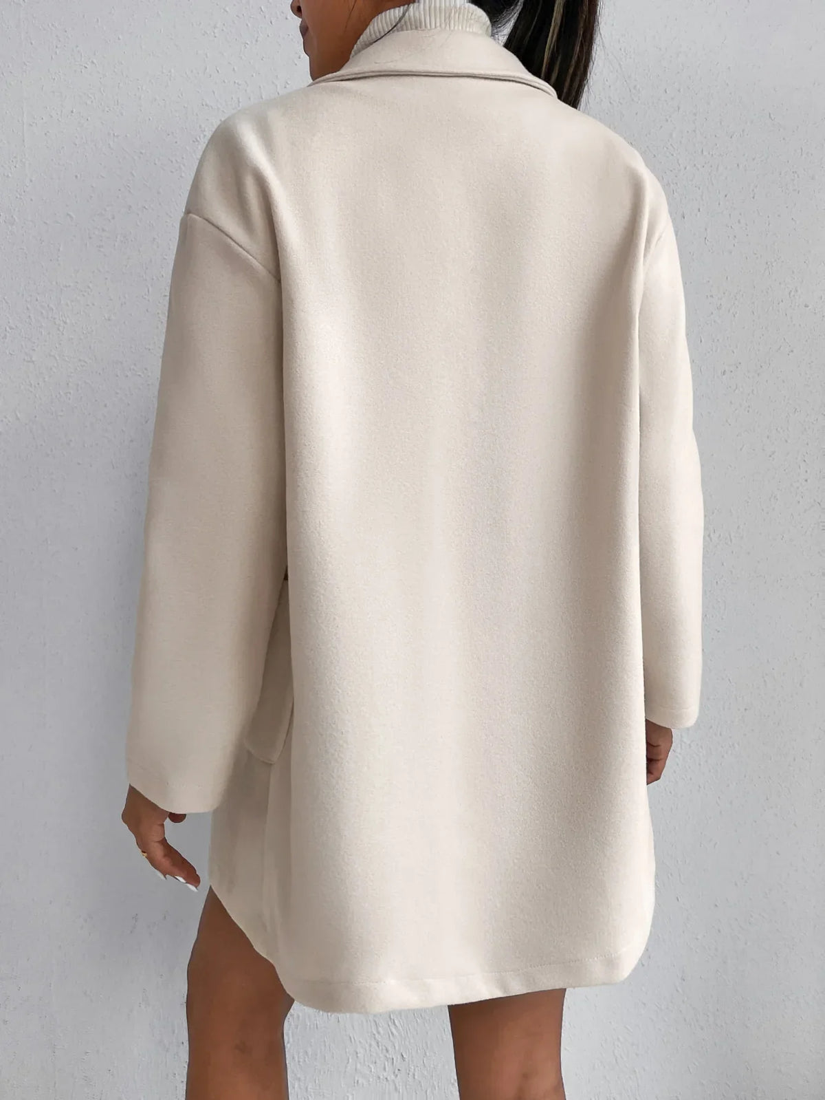 Luciana | Wool of Medium Length Elegant in Mandarin Style Collar Coat