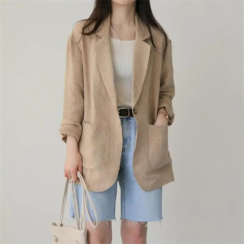 Marta | Mandarin Collar Herringbone Blazer for Spring & Summer