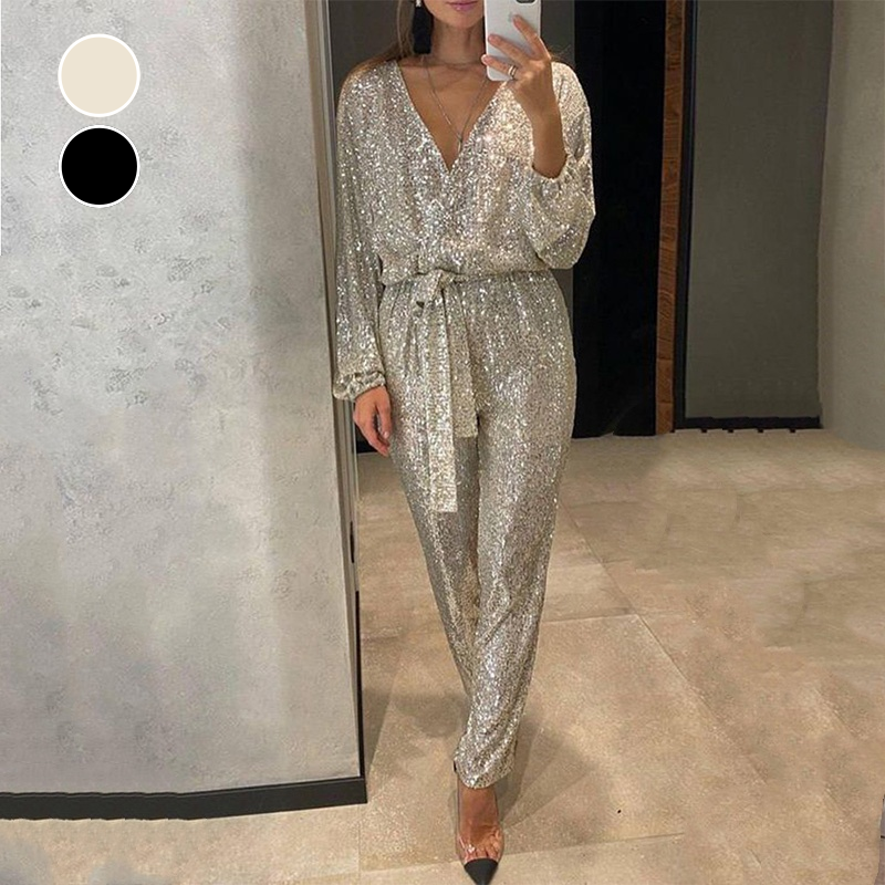 Ludovica | Elegant Jumpsuit with Sequins & V-Neck