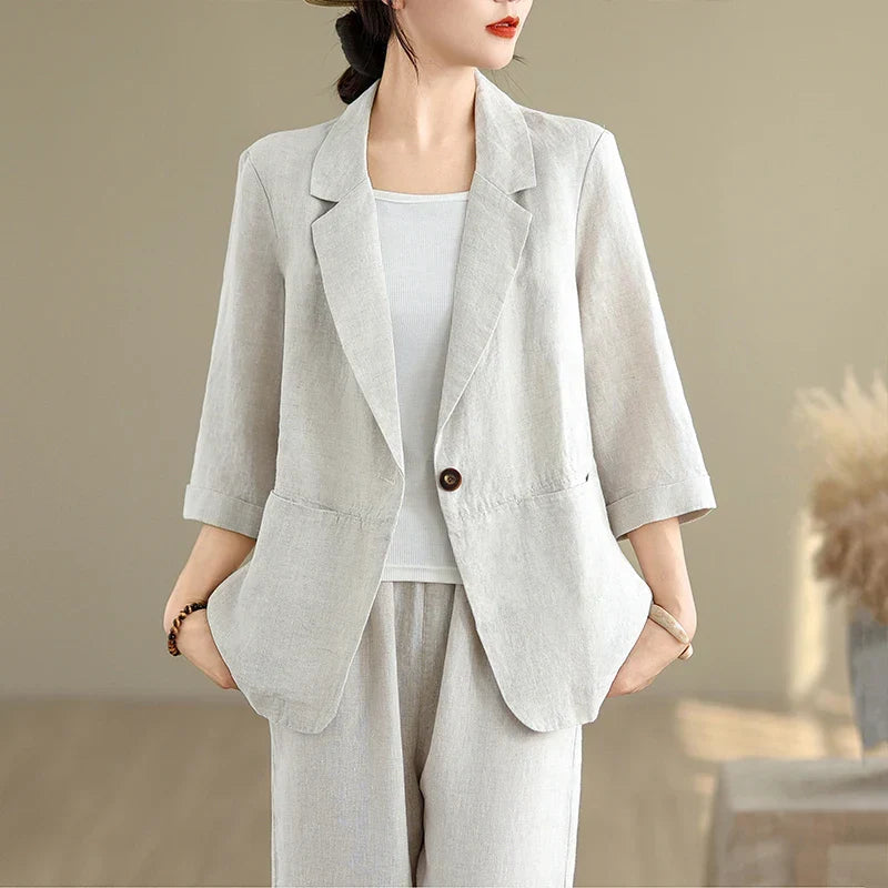 Alberta | Lightweight Cotton-Linen Blazer for Casual & Elegant Outings