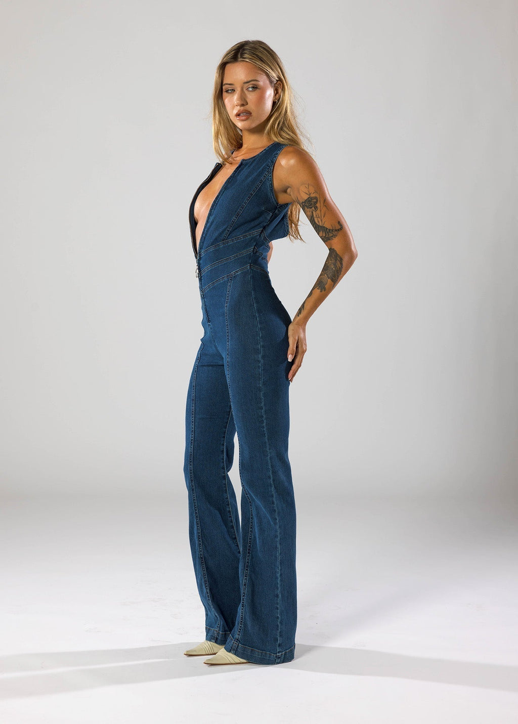 Rebecca | Denim Jumpsuit with Neckline with Cuore