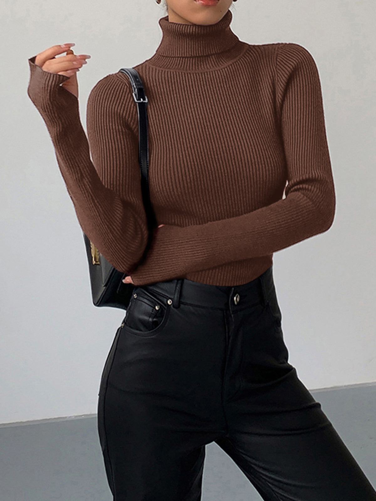 Giustina | Spring Ribbed Sweater with Turtleneck