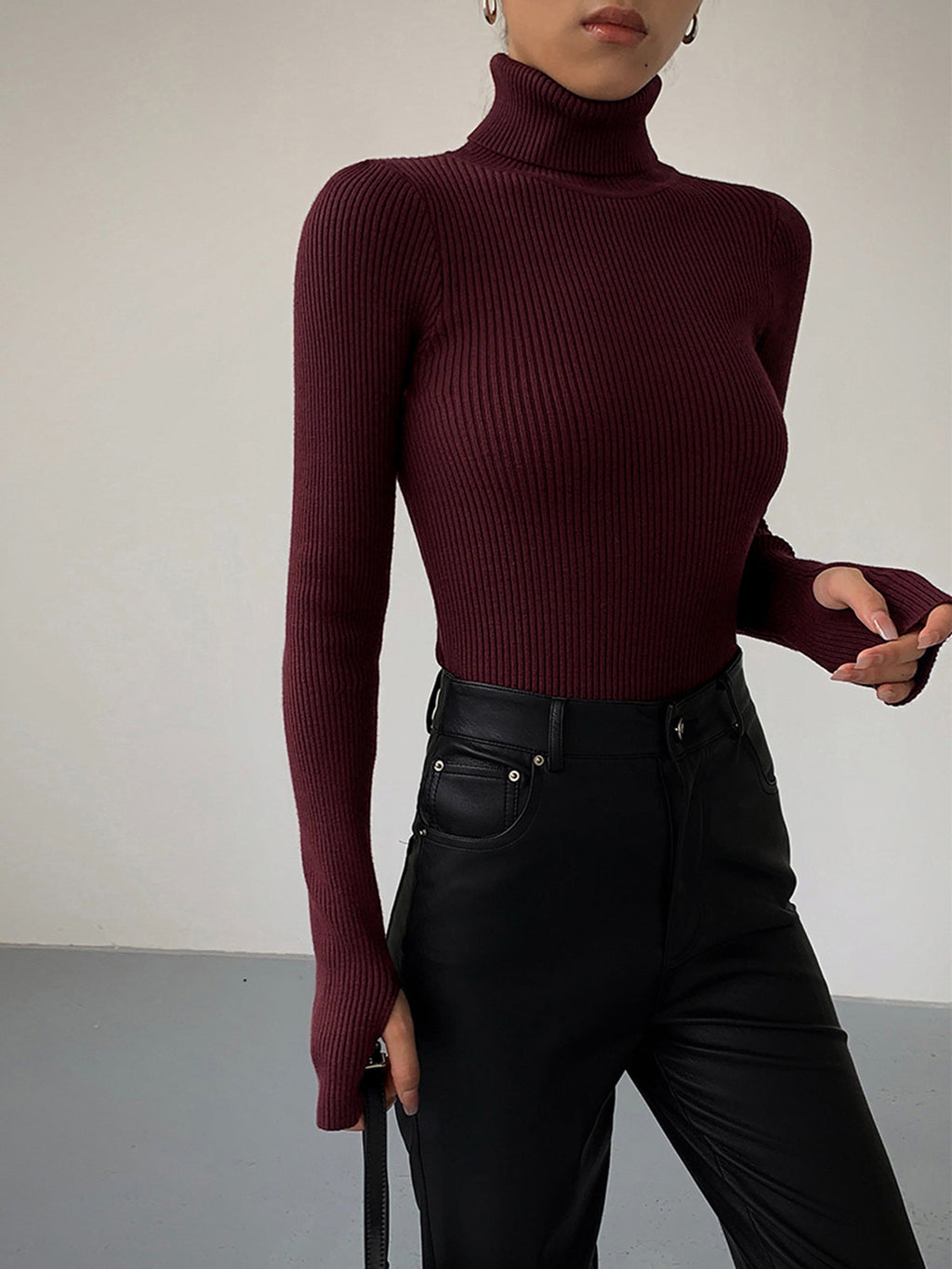 Giustina | Spring Ribbed Sweater with Turtleneck