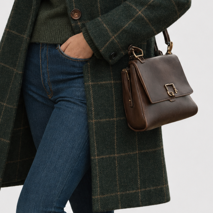 Ninetta | Warm Fabric-Blend Medium-Length Coat with Lapel Collar
