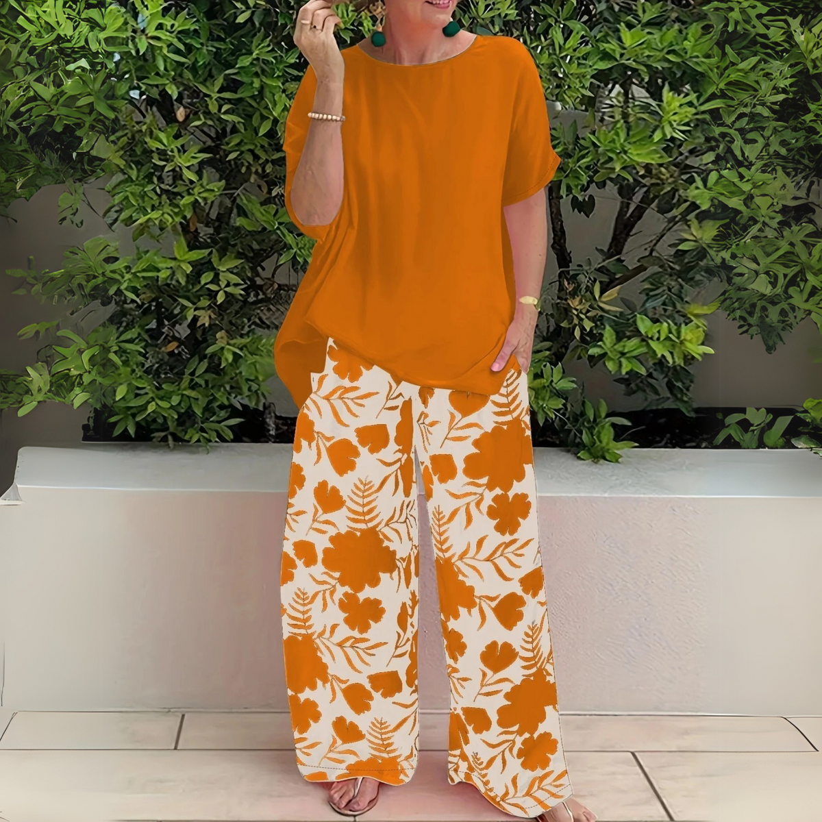 Vincenzina | Plus-Size Two-Piece Set with Long-Sleeve Top & Pants
