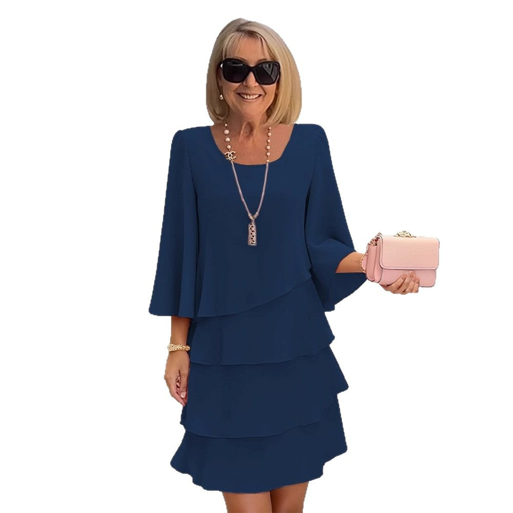 Maria – Elegant Midi Dress with Ruffle