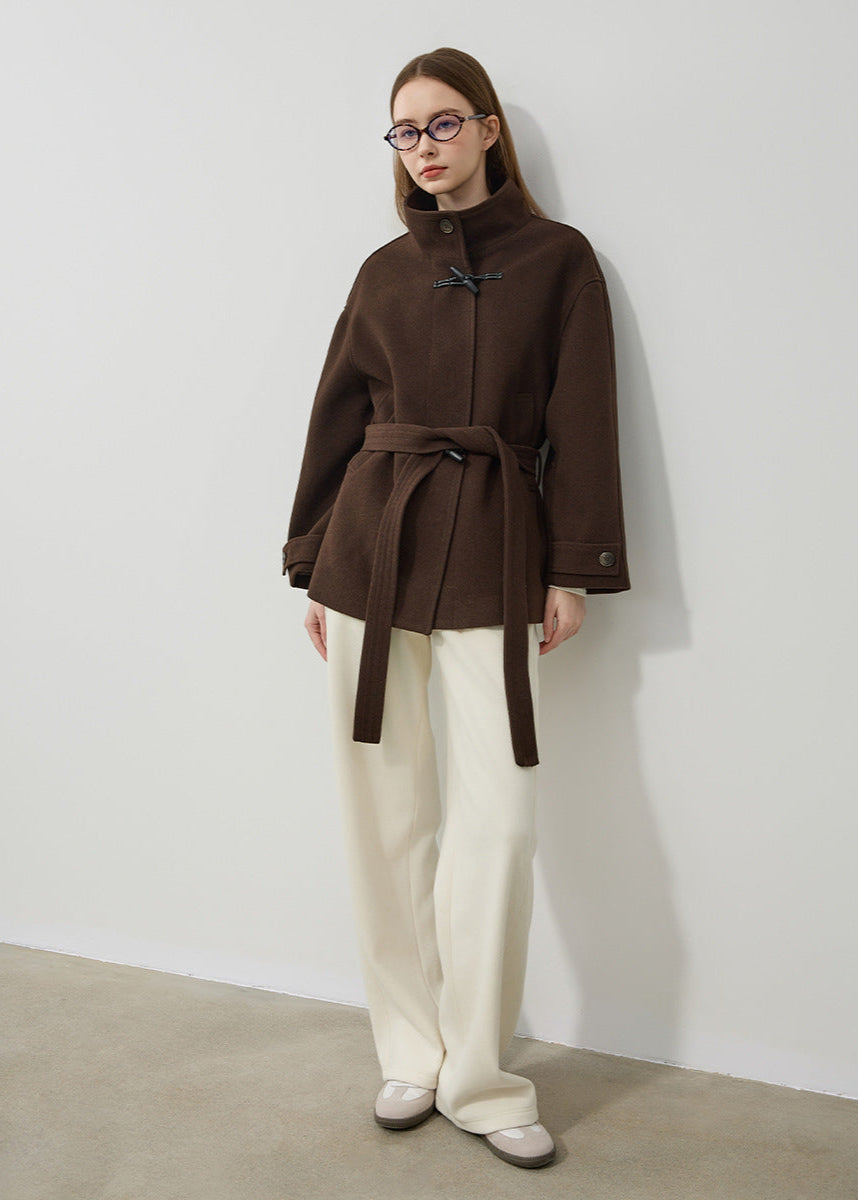 Fiorenza | Classic wool coat with toggles and waist belt