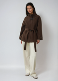 Fiorenza | Classic Wool Coat with Alamari & Waist Belt