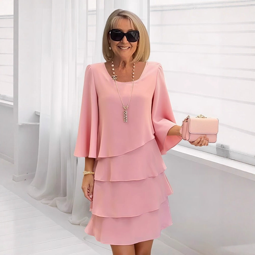 Maria – Elegant Midi Dress with Ruffle