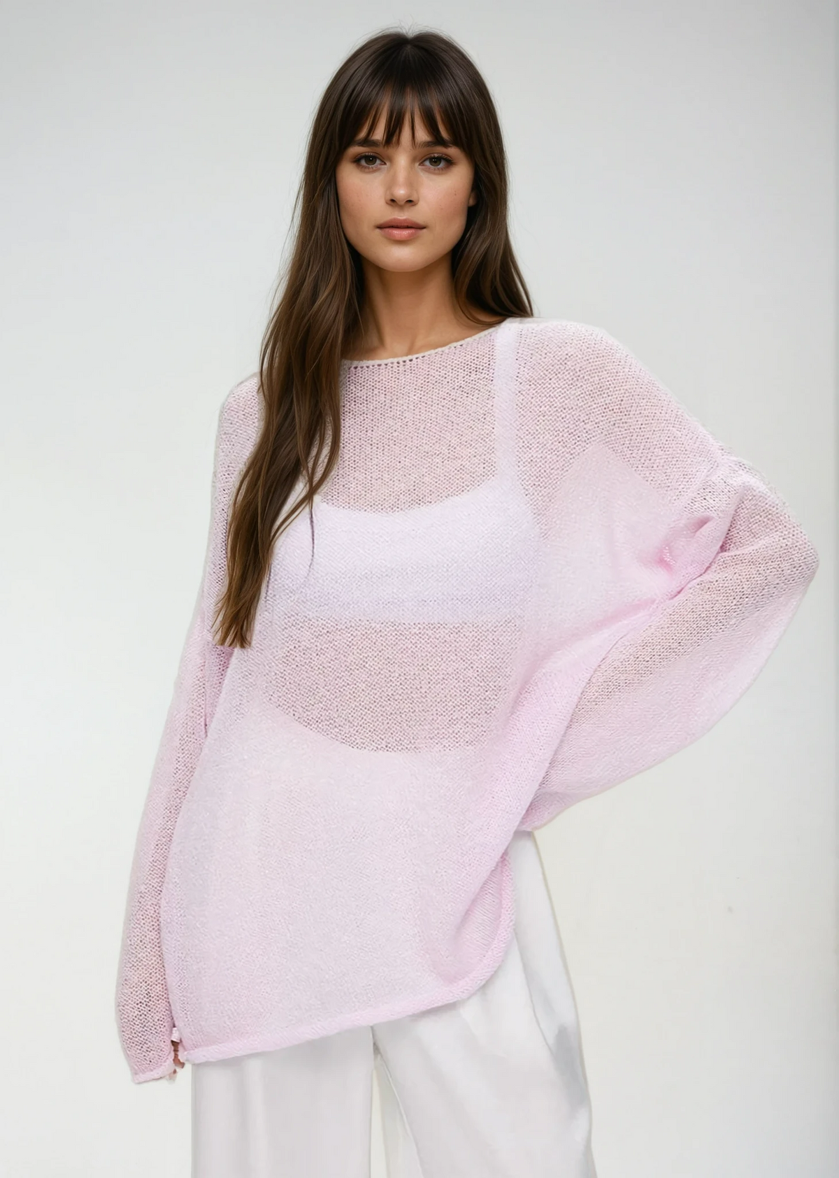 Augusta | Knit Pink Pastello Semitrasparente Sweater