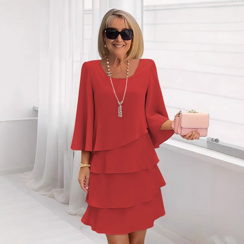 Maria – Elegant Midi Dress with Ruffle