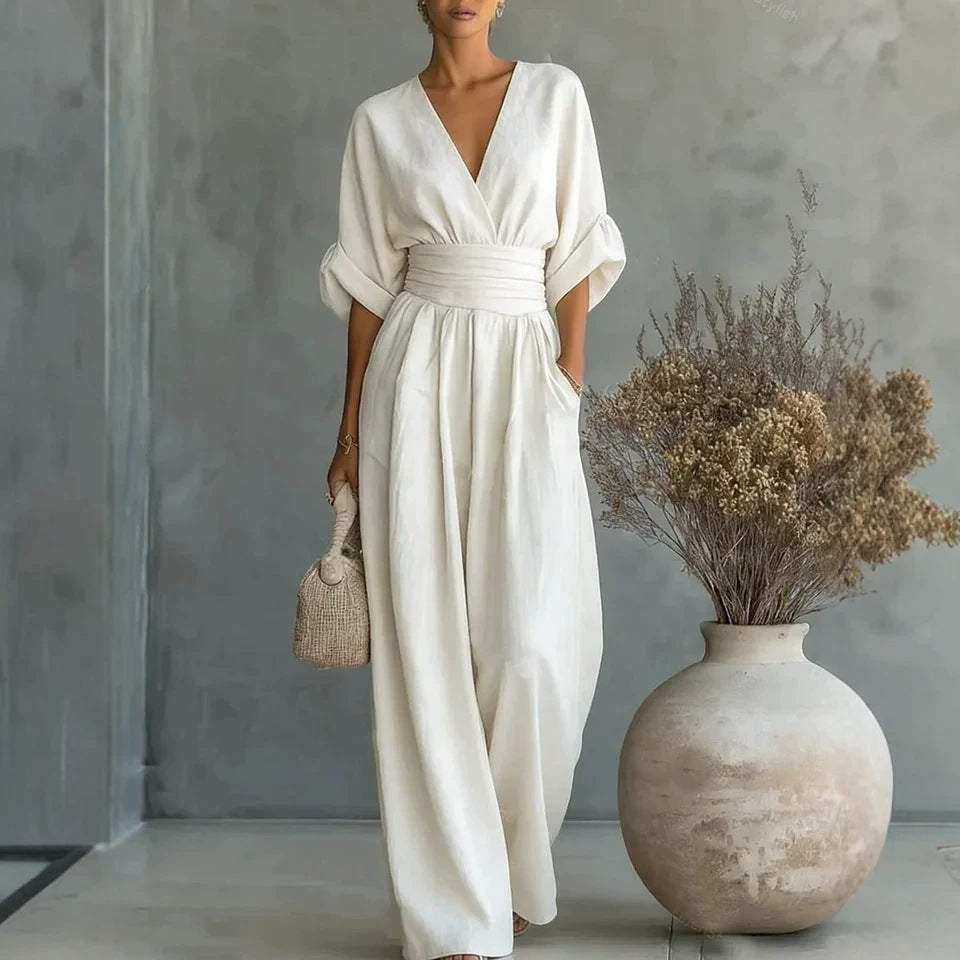 Elowen | Elegant Draped Jumpsuit with Wide-Leg
