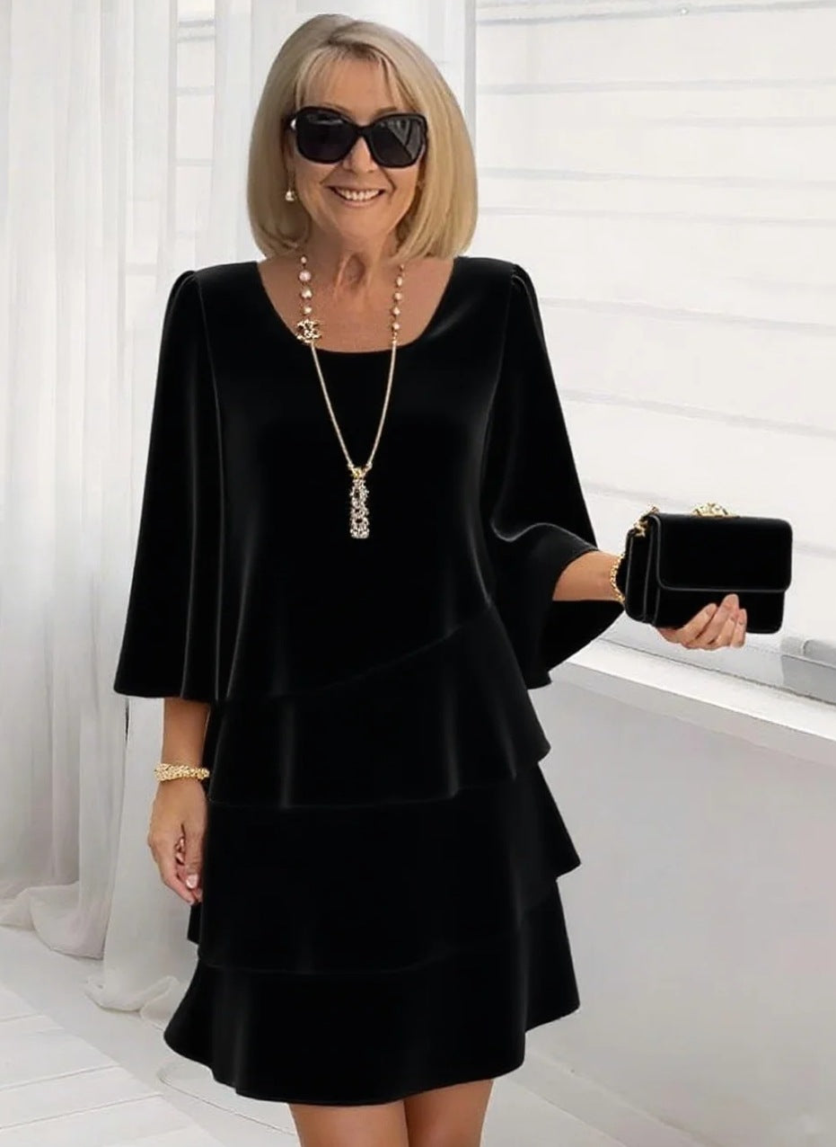 Maria – Elegant Midi Dress with Ruffle