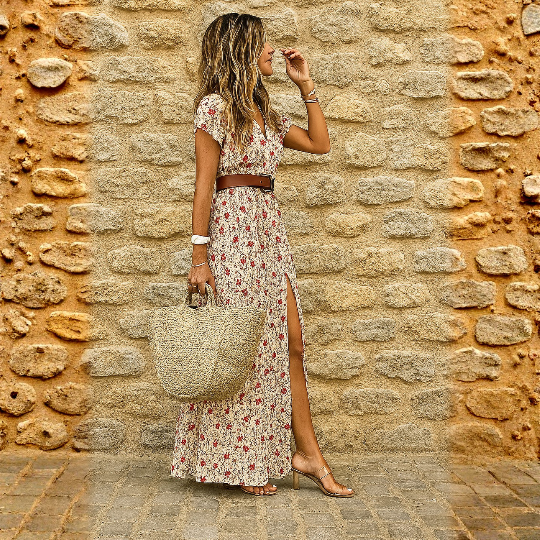 Joselin – Long Boho Dress & Airy with Belt