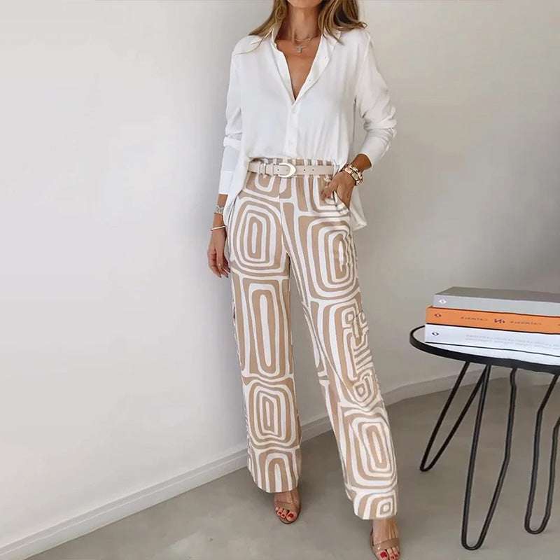 Ines | Refined Matching Two-Piece Set with Top & Pants