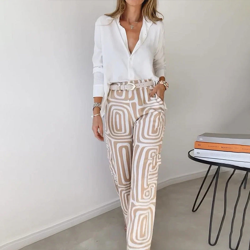 Ines | Refined Matching Two-Piece Set with Top & Pants