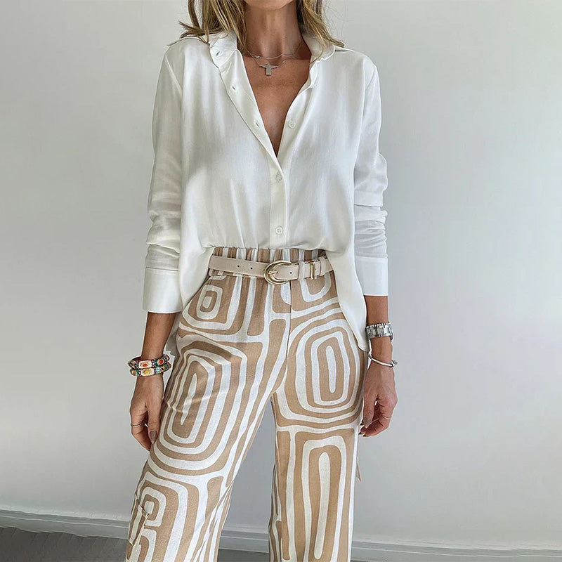 Ines | Refined Matching Two-Piece Set with Top & Pants