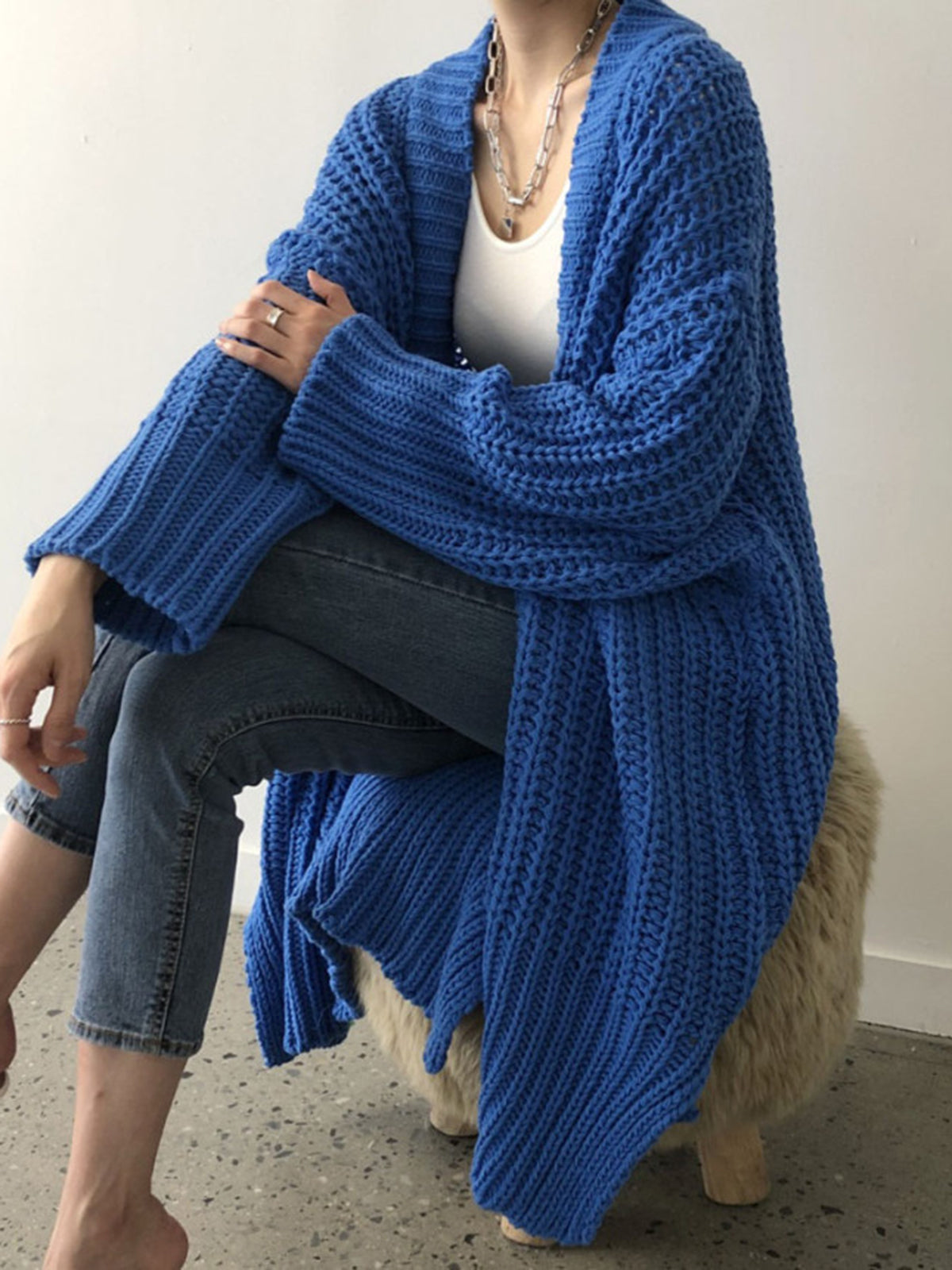Carmela | Oversized Knit Cardigan with Slit