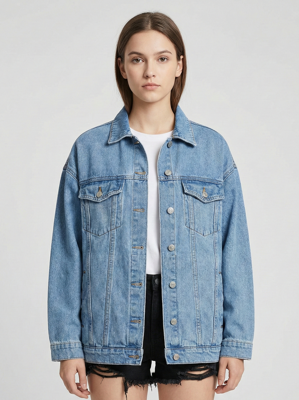 Speranza | Oversized Denim Jacket with Classic Buttons