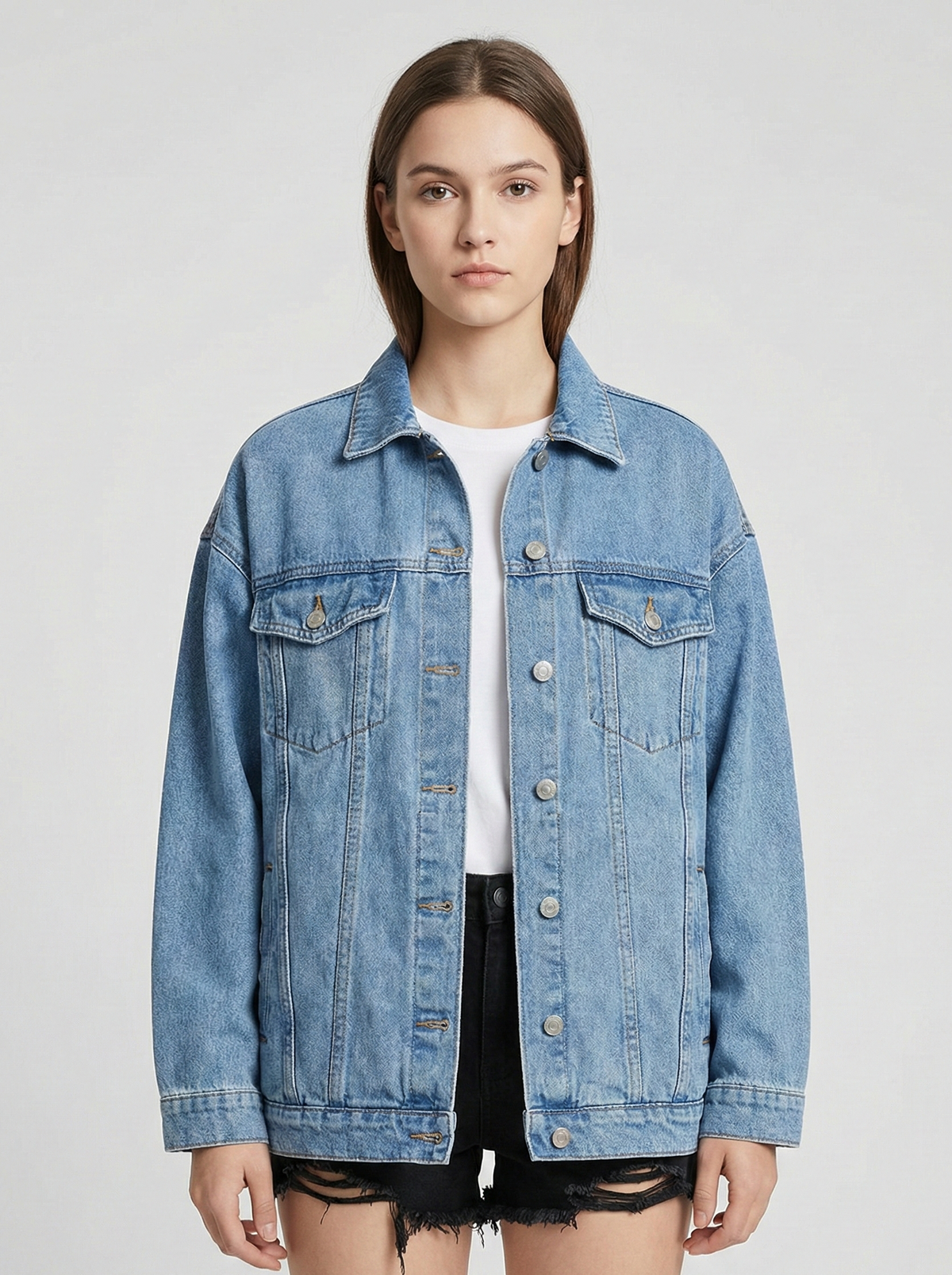 Speranza | Oversized Denim Jacket with Classic Buttons
