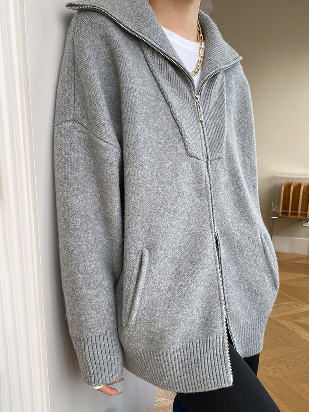 Nella | Oversized Casual Cardigan with Neck Aperto