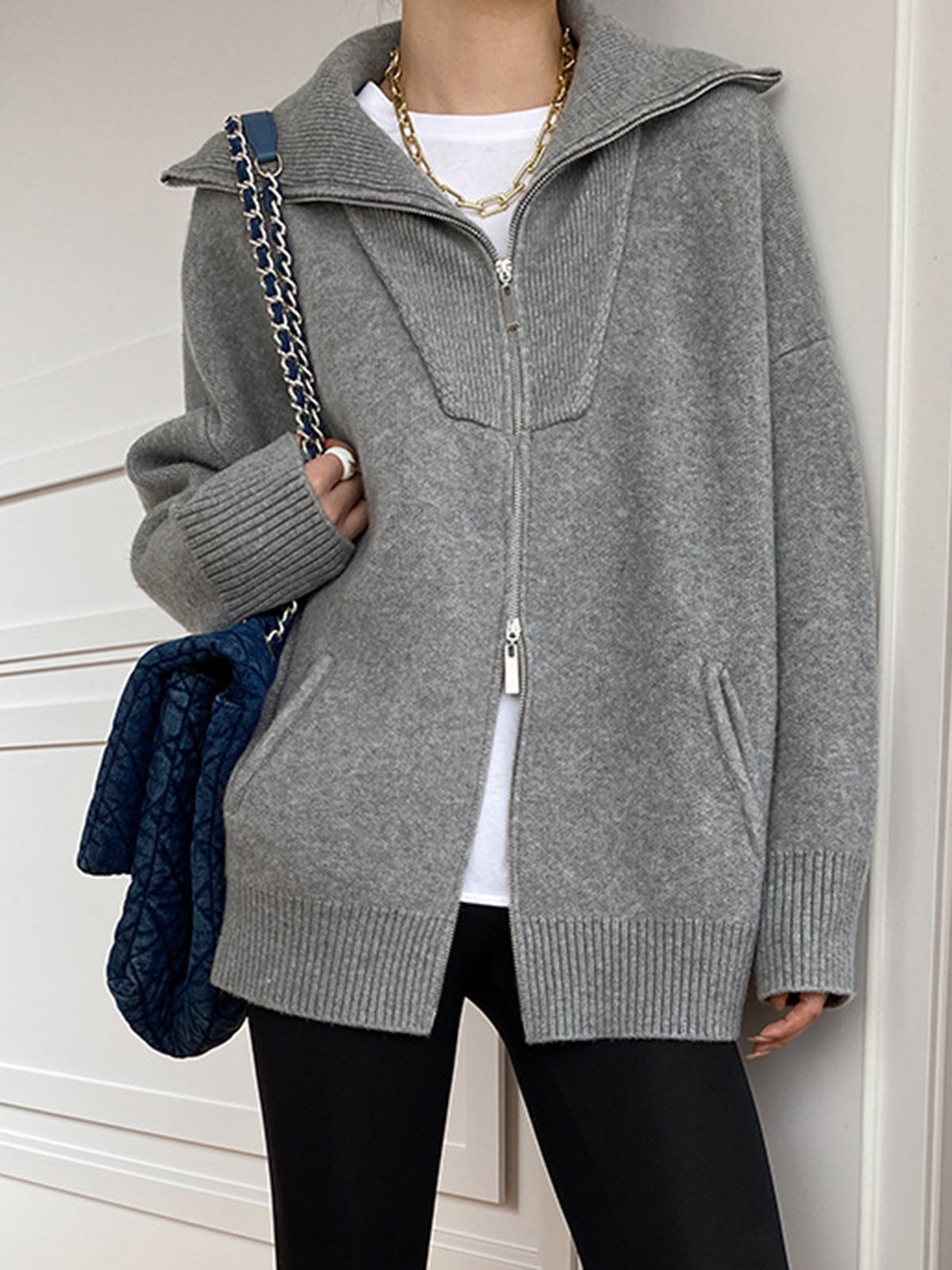 Nella | Oversized Casual Cardigan with Neck Aperto