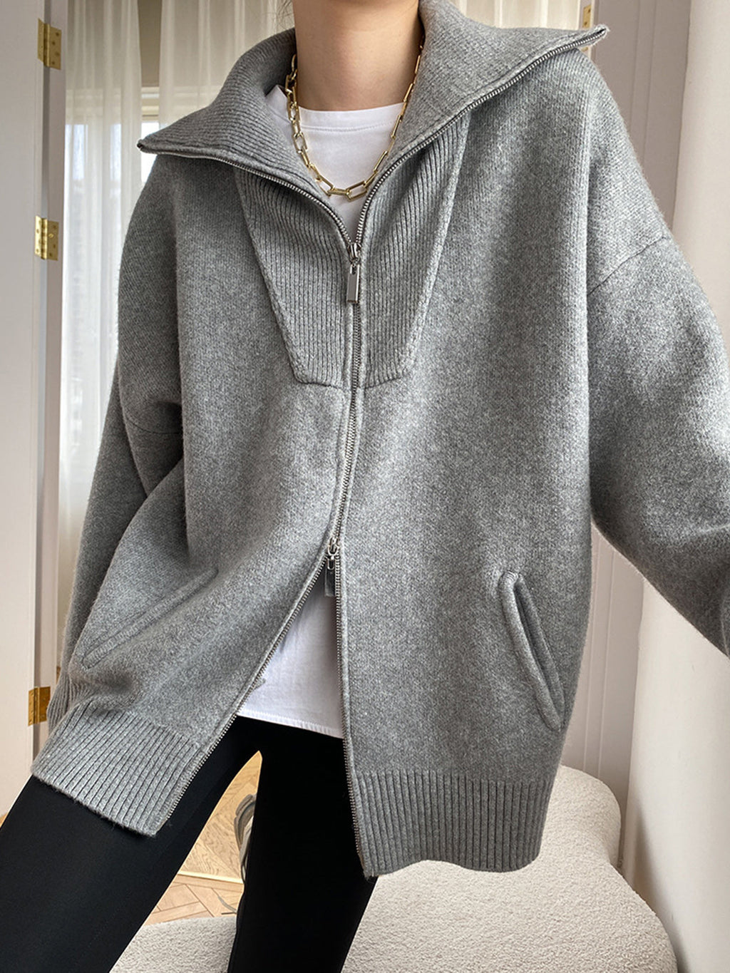 Nella | Oversized Casual Cardigan with Neck Aperto