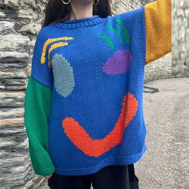 Arianna | Oversized Sweater with Design Smiley