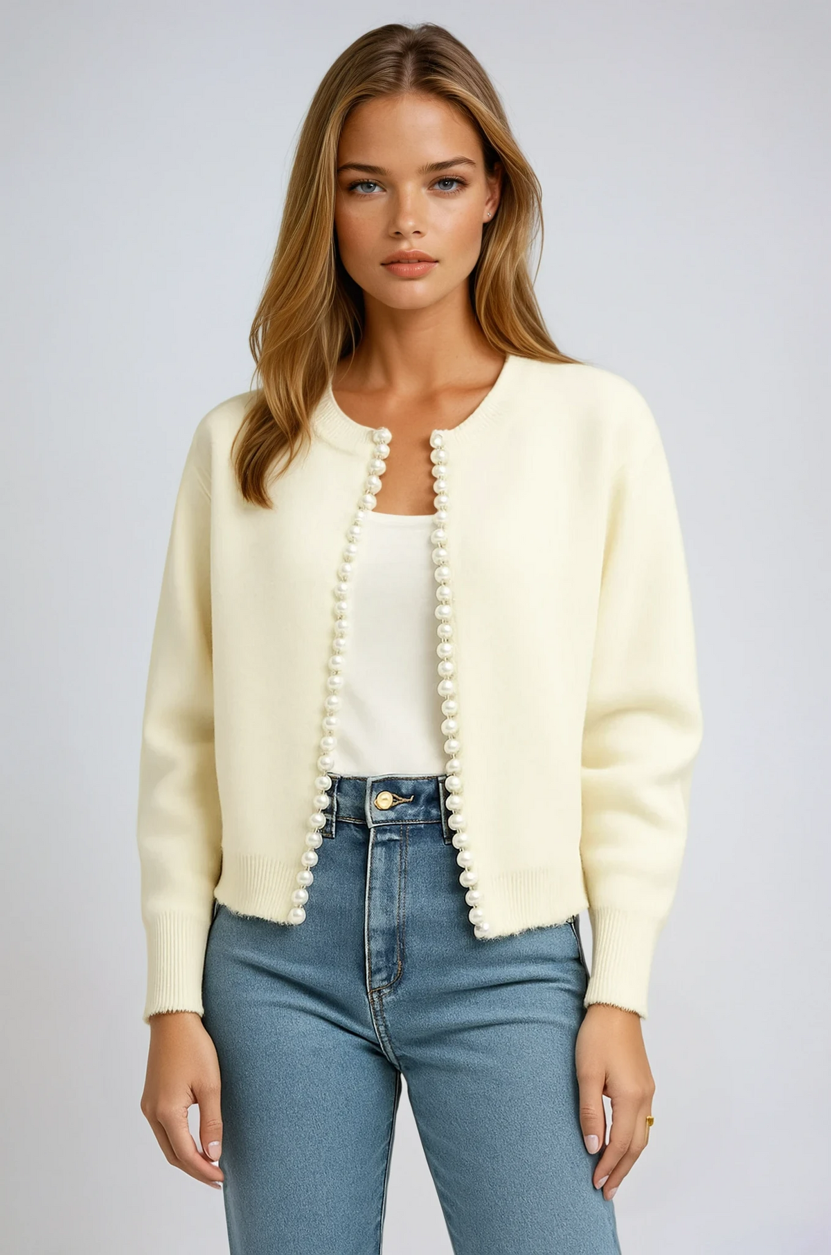Berta | Cardigan with pearl trim