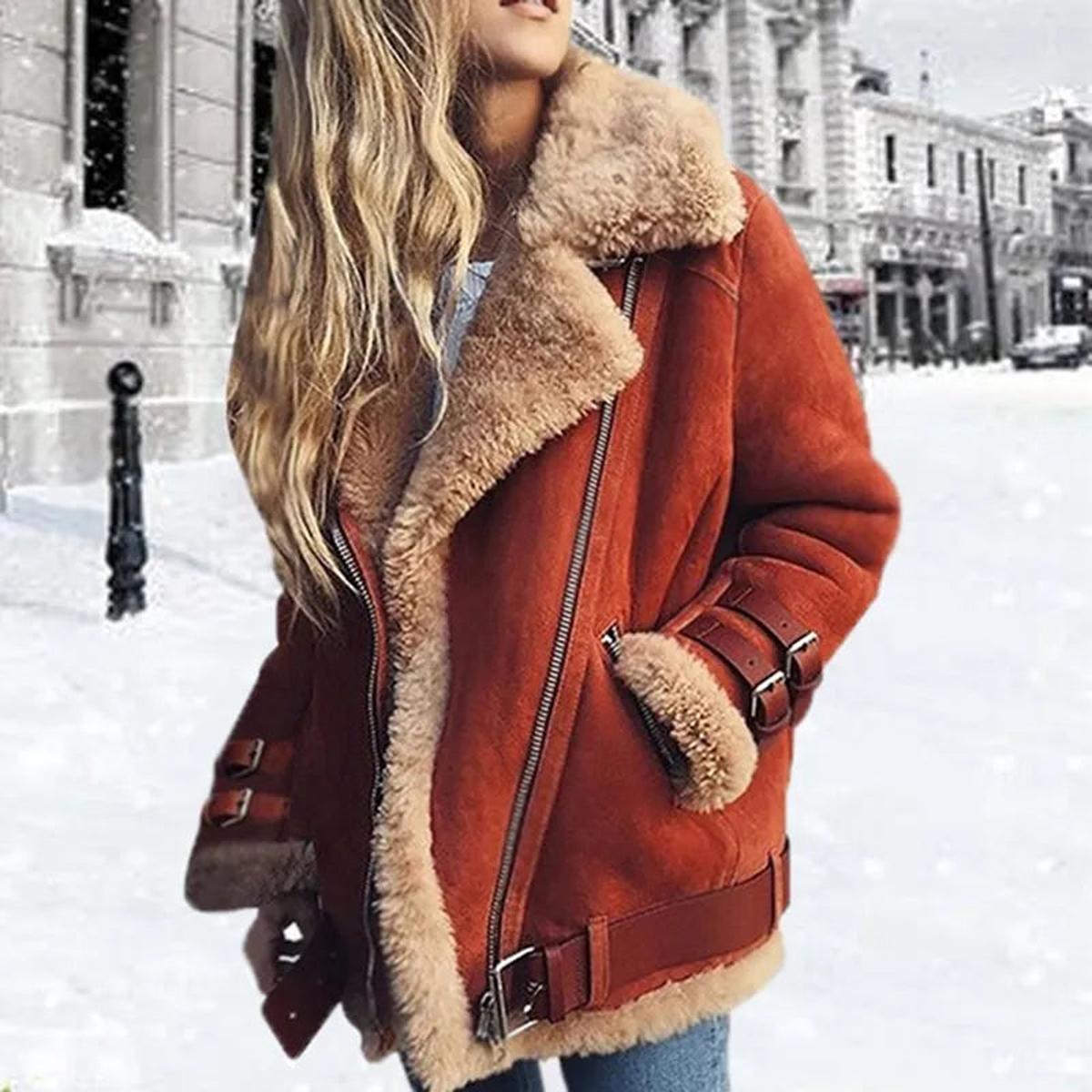 Vittorina | Premium Faux Shearling Jacket with Belt and Pockets