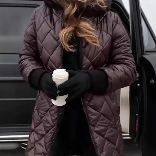 Natascia | Long Quilted Puffer Coat with Hood