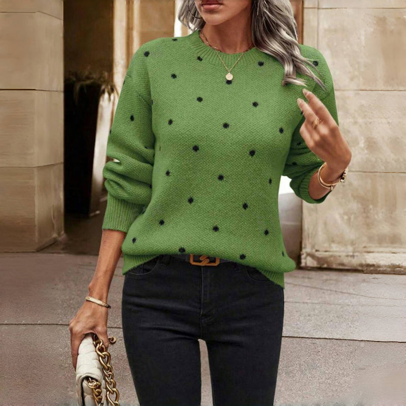 Elsa | Pullover Knit Sweater with Polka Dot