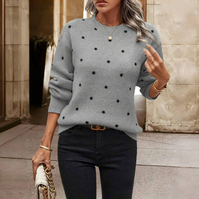 Elsa | Pullover Knit Sweater with Polka Dot