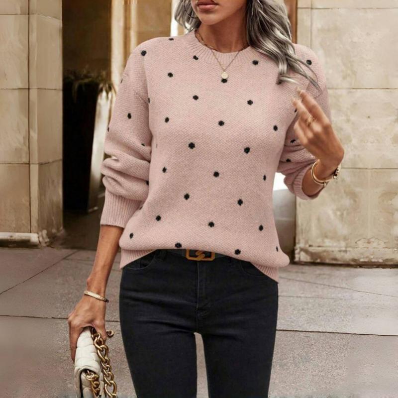 Elsa | Pullover Knit Sweater with Polka Dot