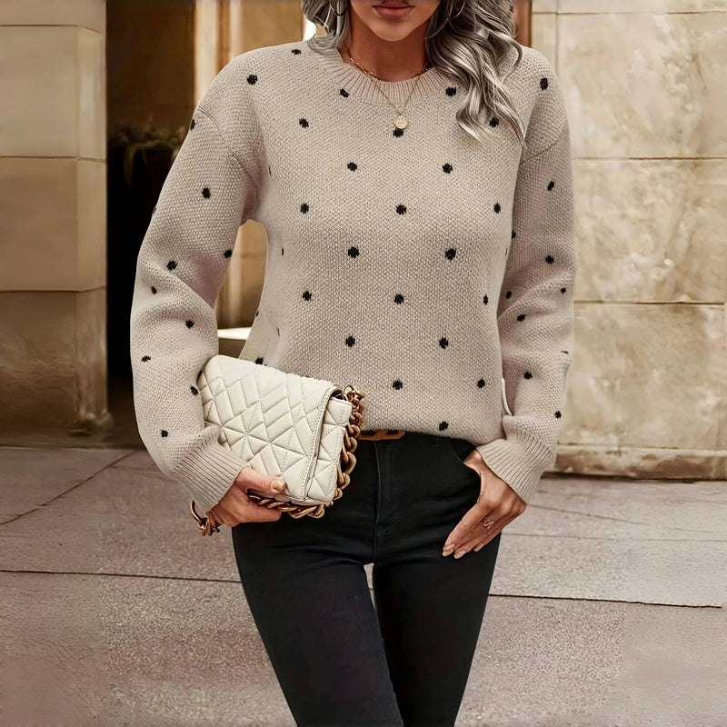 Elsa | Pullover Knit Sweater with Polka Dot