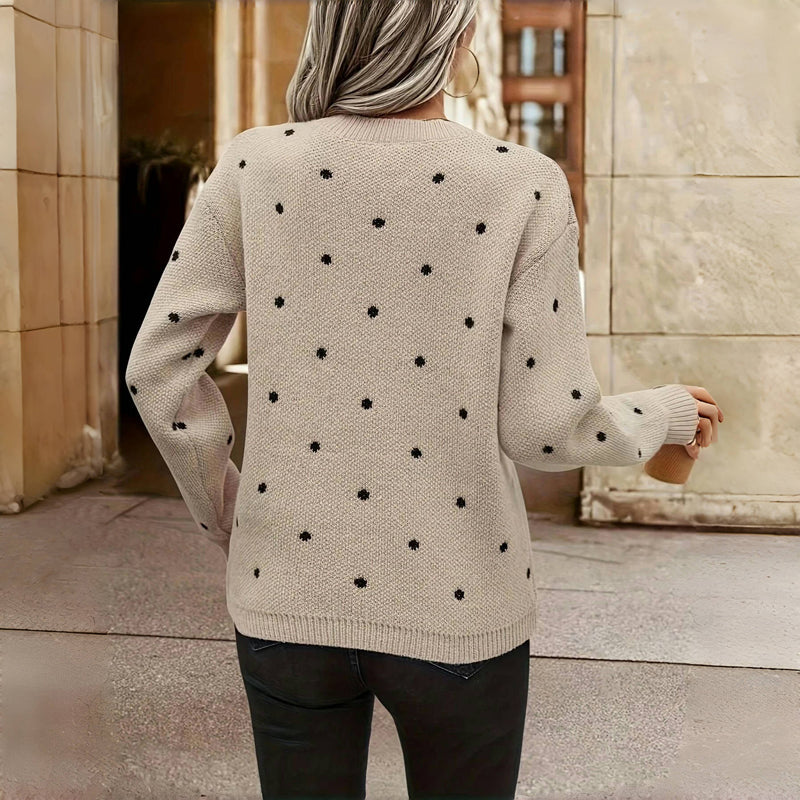 Elsa | Pullover Knit Sweater with Polka Dot
