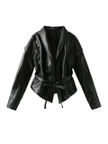 Savina | Faux Leather Wrap Jacket