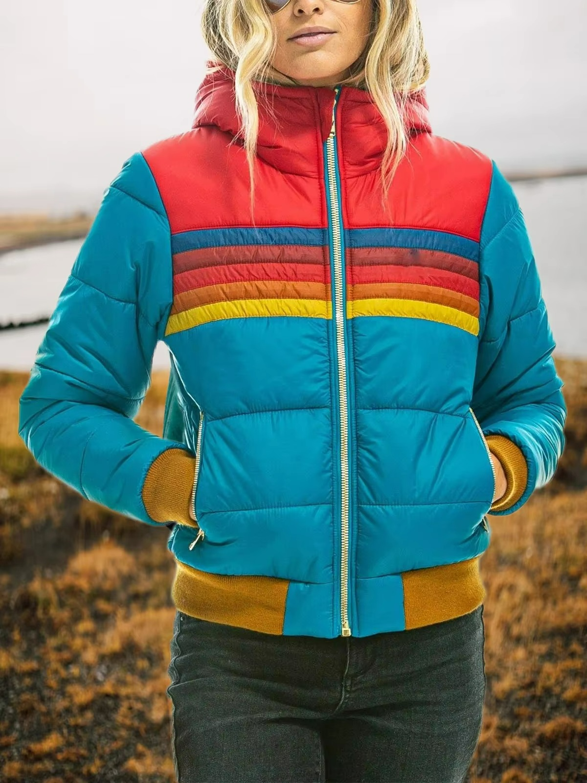 Uberta | Striped Retro Puffer Coat