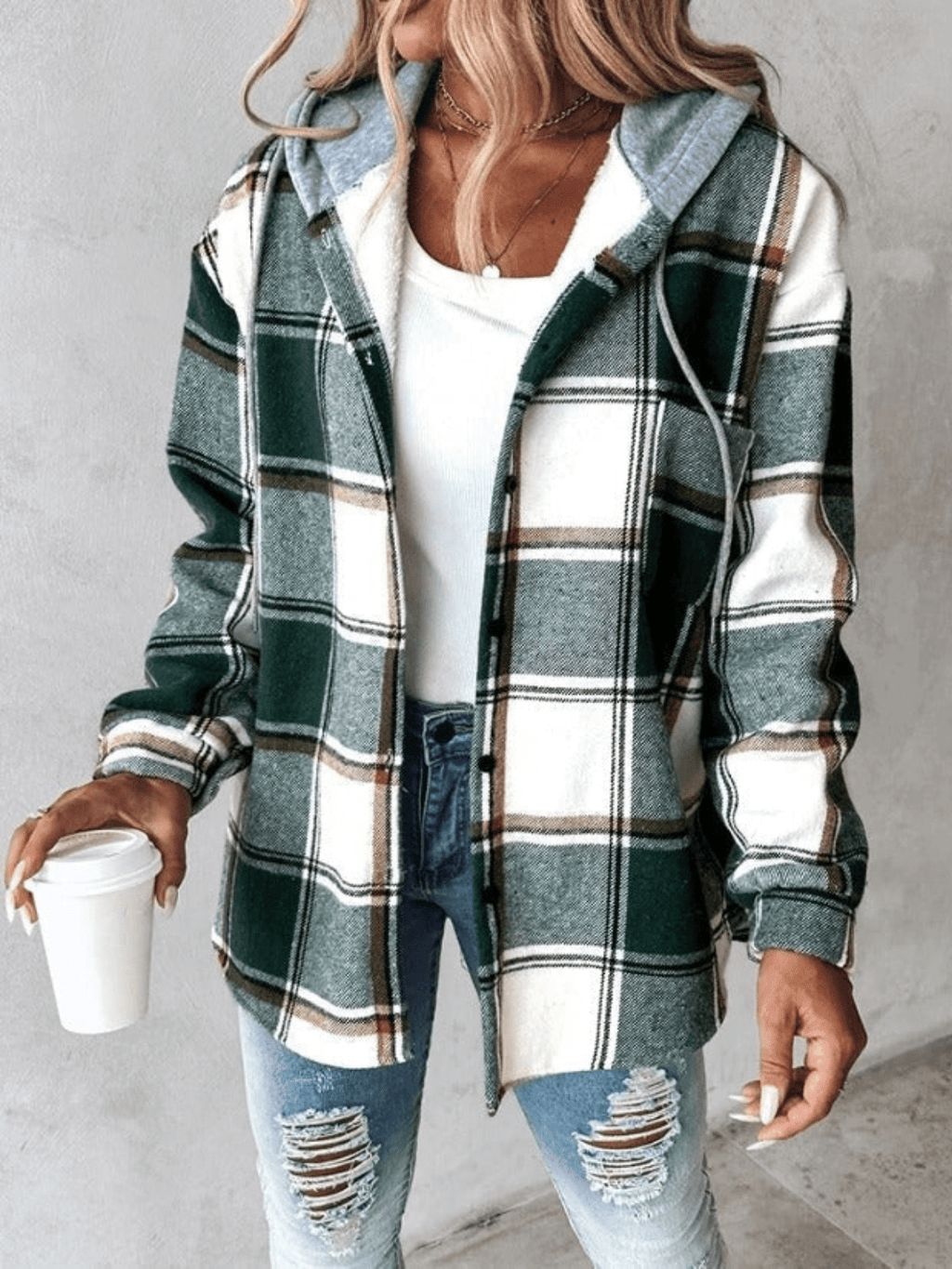 Rosetta | Jacket with Hood Checked for Women