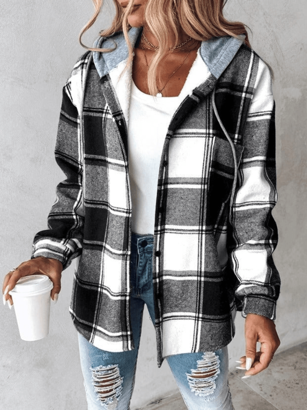 Rosetta | Jacket with Hood Checked for Women