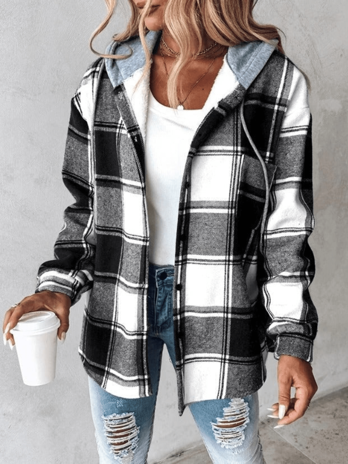 Rosetta | Jacket with Hood Checked for Women