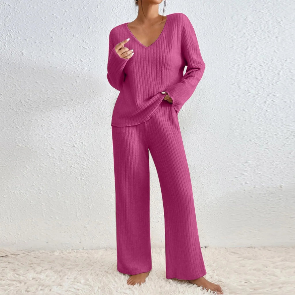 Corinna | Two-Piece Lounge Knit Ribbed Set