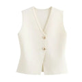 Marcella | Knit Vest with Gold Buttons