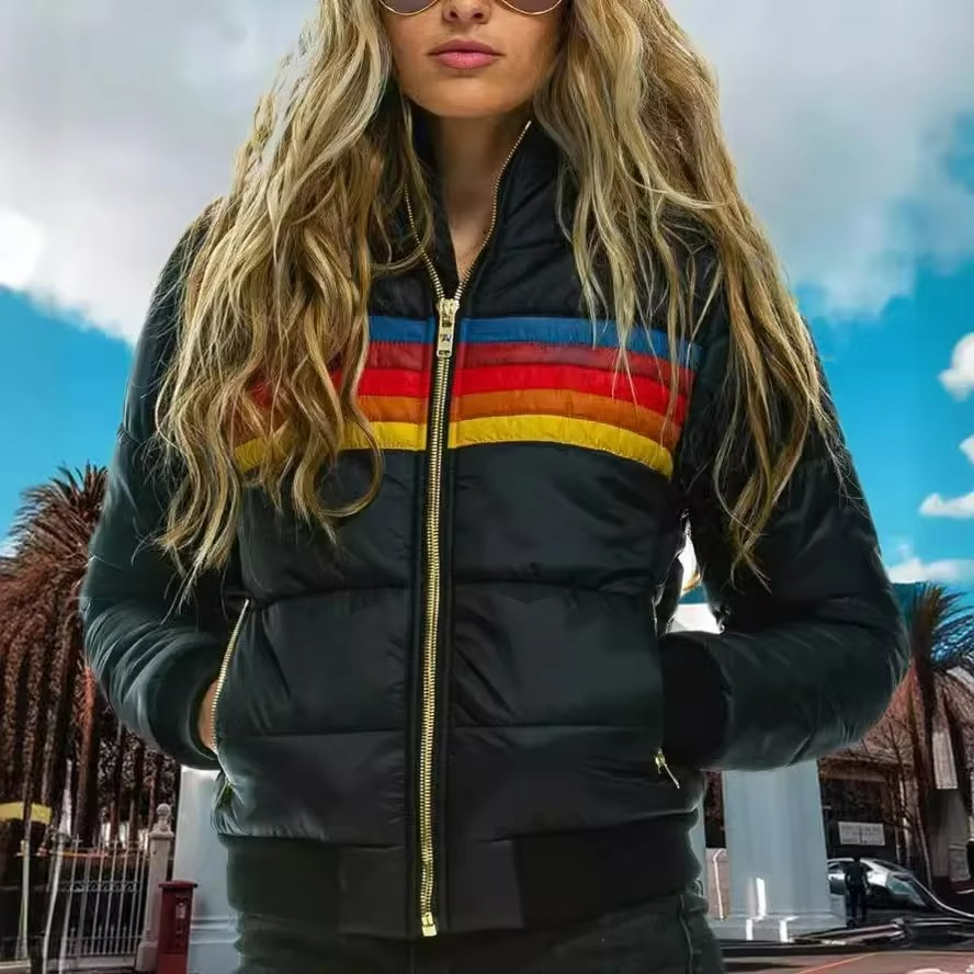 Uberta | Striped Retro Puffer Coat